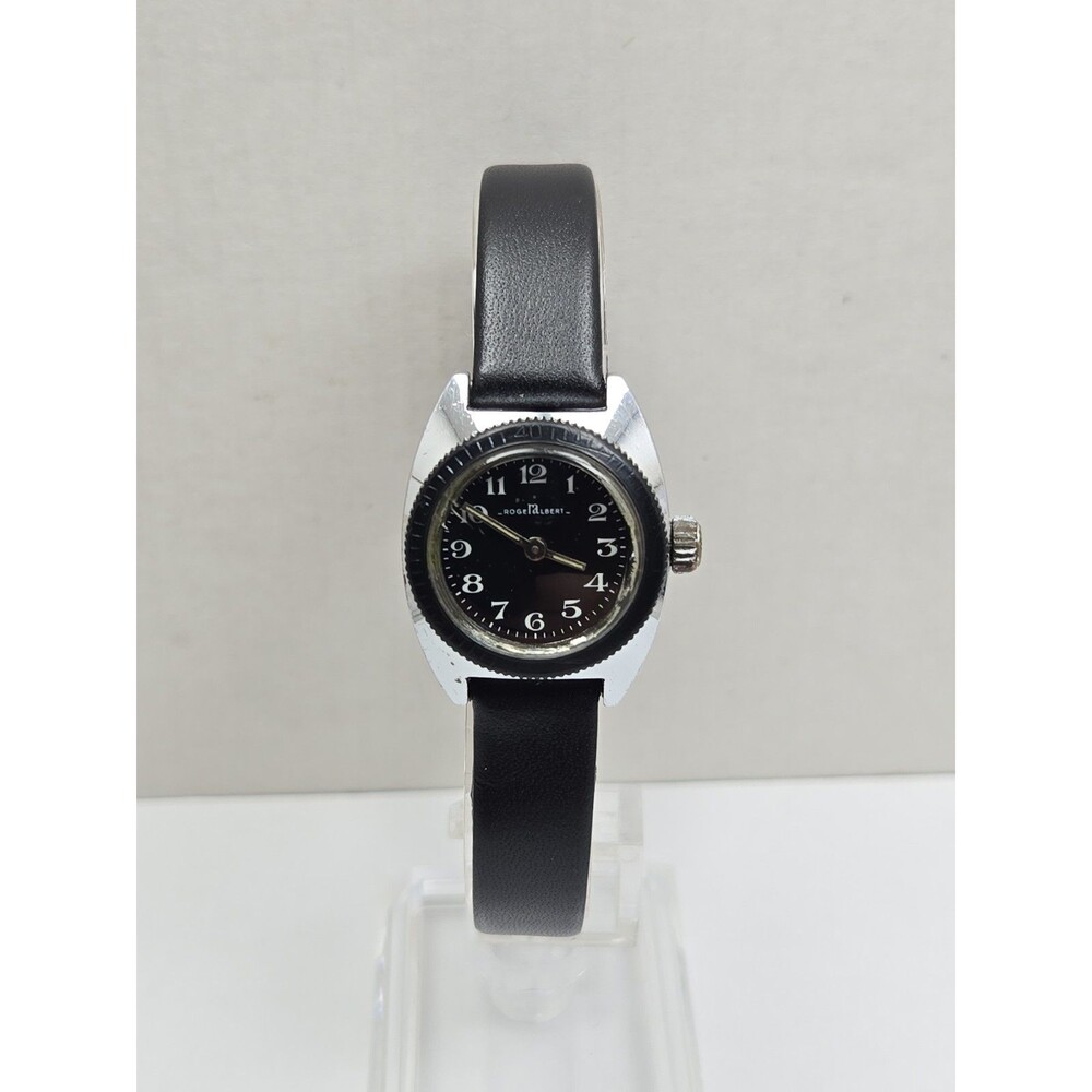 Vintage Roger Albert Womens Sports Manual Wind Watch 23mm Leather Works